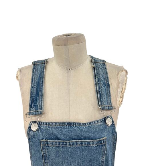 Free People Louise Denim Skirtall Overall Dress Medium Wash Blue Size 0 - Picture 3 of 13